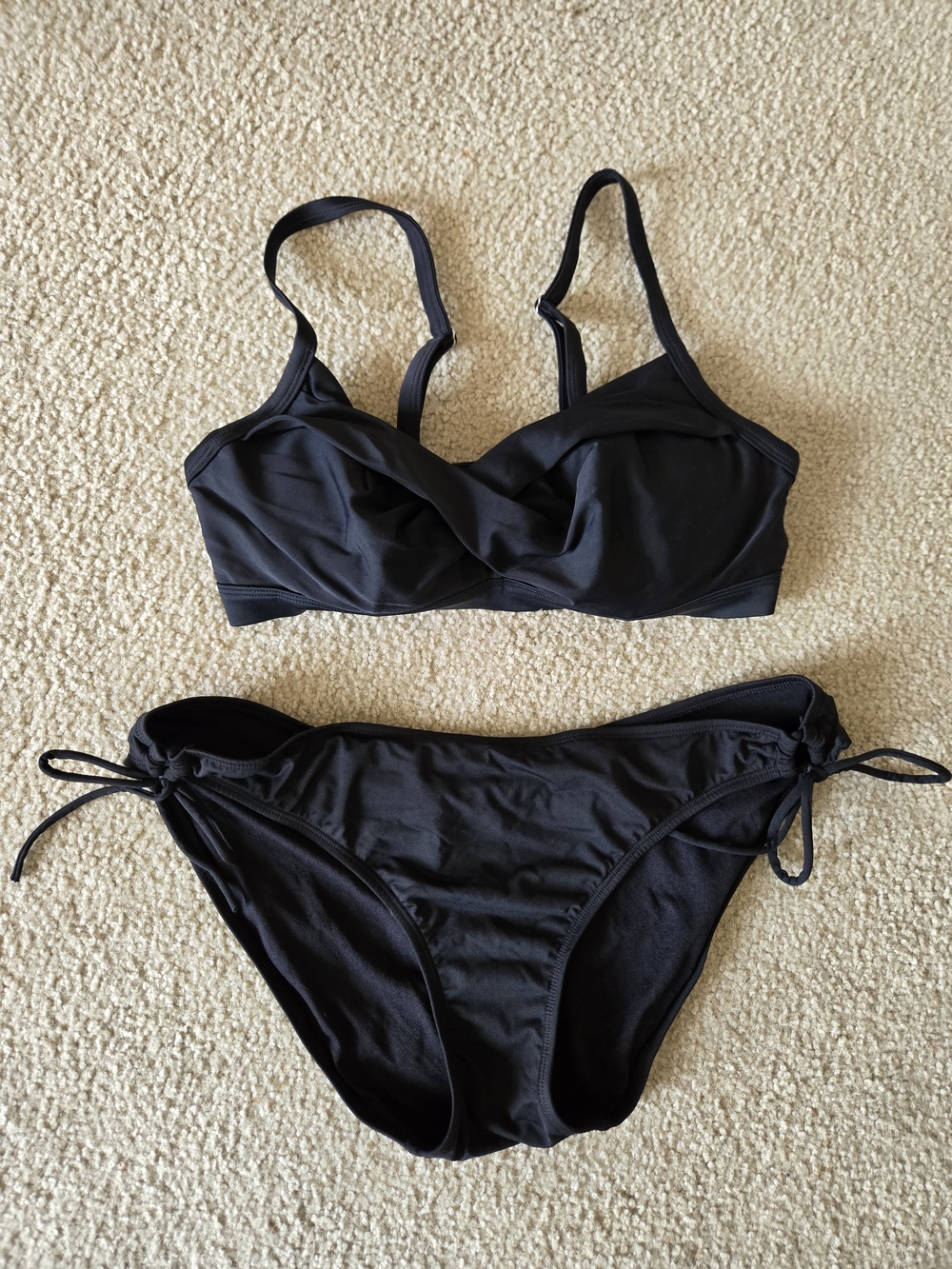 Athleta Black Two-Piece Bikini Set with Tie-Side Bottoms